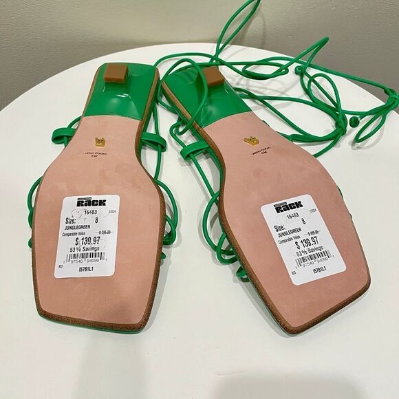 Veronica Beard Foley Ankle Tie Sandal Jungle Green NEW - Size: 8 - Picture 9 of 12